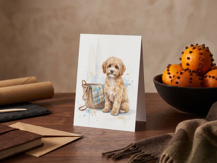 The "Welcome Home" card — beside clove-studded oranges