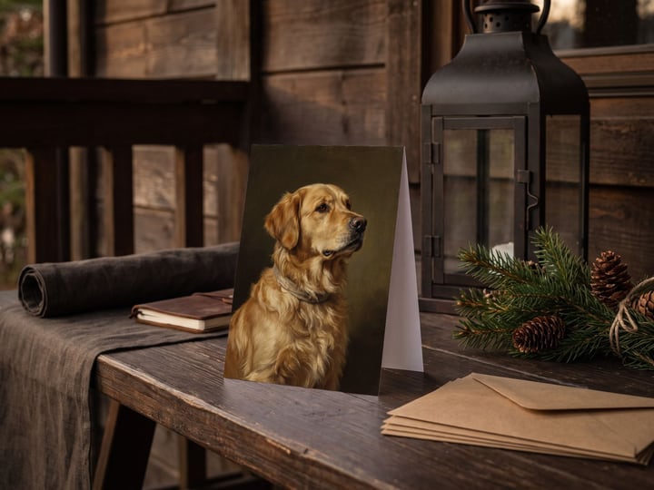 The "The Keepsake" card — beside a lantern and a bundle of fir