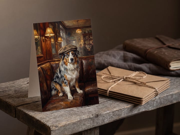 The "Golden Hour" card — beside a twine-tied bundle of kraft envelopes on a bench