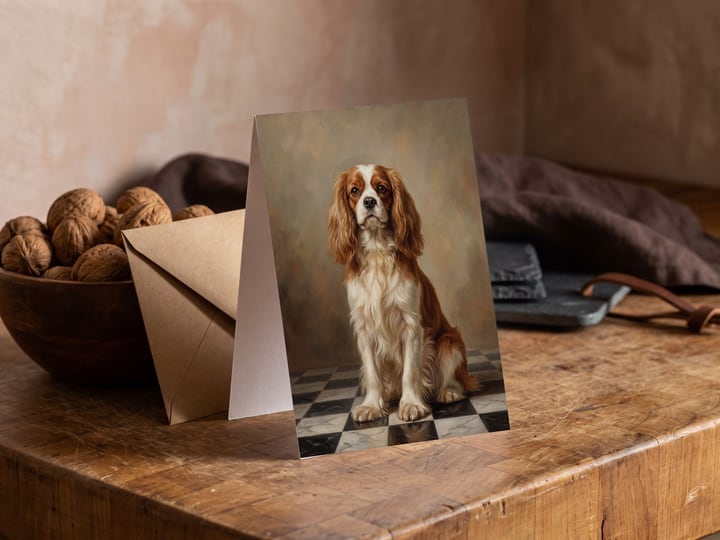 The "The Aristocrat" card — on a butcher-block counter beside a bowl of walnuts