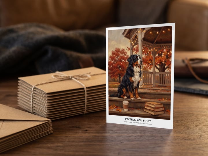 The "The Town Square" card — beside a stack of ten matching cards