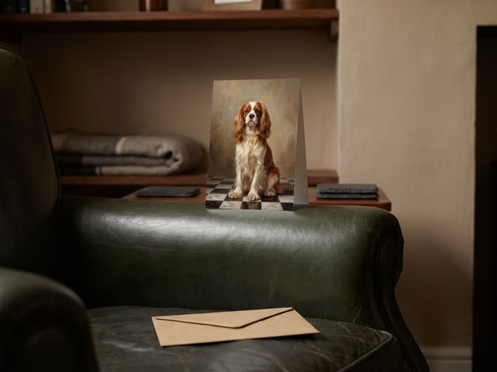 The "The Aristocrat" card — on the arm of a green leather armchair