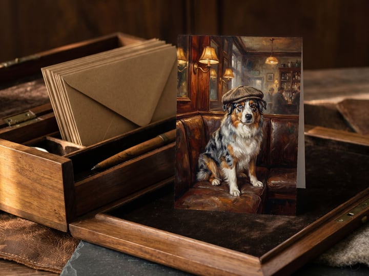 The "Golden Hour" card — on an open antique writing box