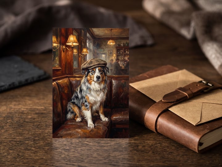 The "Golden Hour" card — beside a strapped leather journal