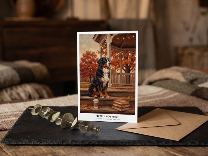 The "The Town Square" card — on slate with eucalyptus