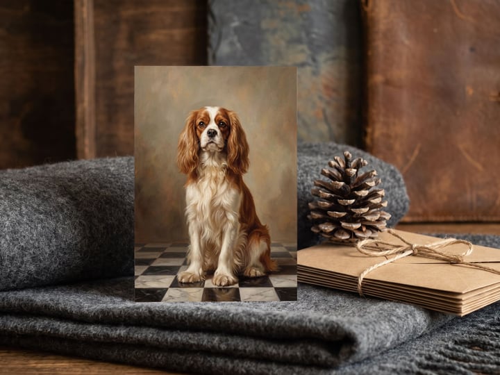 The "The Aristocrat" card — on wool with a pinecone
