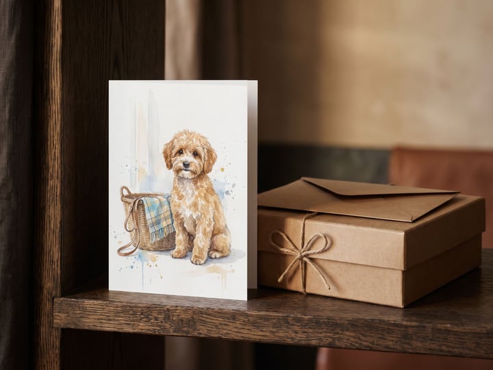 The "Welcome Home" card — beside a closed kraft box