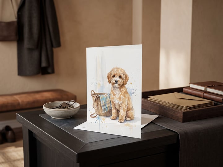 The "Welcome Home" card — on an entryway console beside a bowl of keys