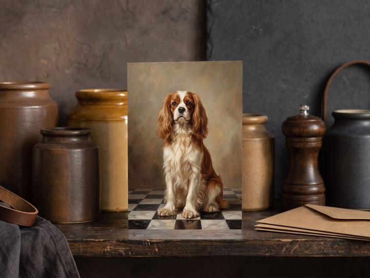 The "The Aristocrat" card — on a kitchen shelf among stoneware jars