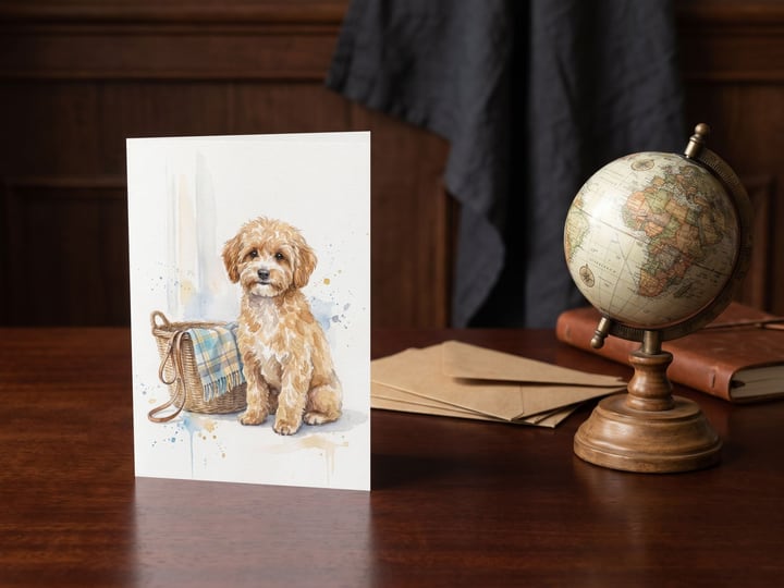 The "Welcome Home" card — beside an antique globe