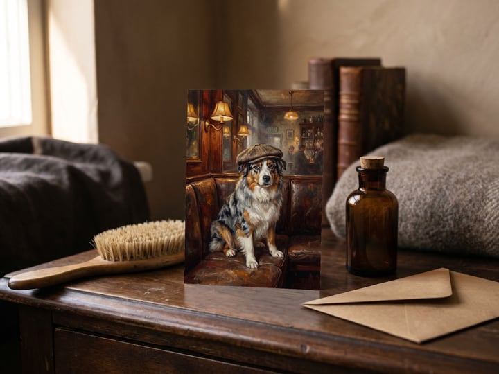 The "Golden Hour" card — on a dresser beside a hairbrush