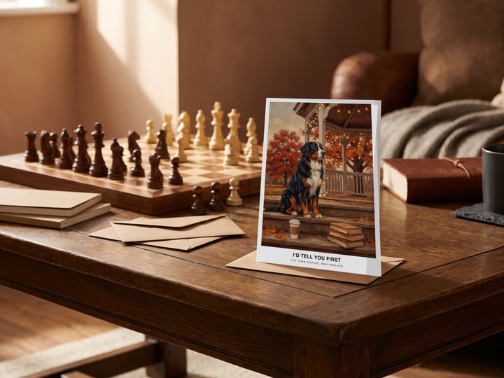 The "The Town Square" card — beside a chess board