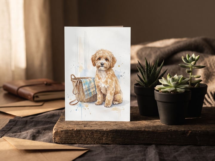 The "Welcome Home" card — beside succulents on a ledge
