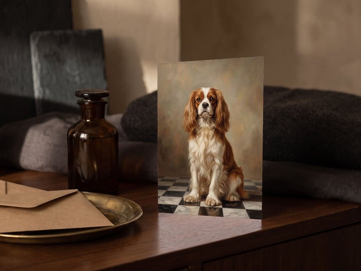 The "The Aristocrat" card — on a dresser beside a perfume bottle