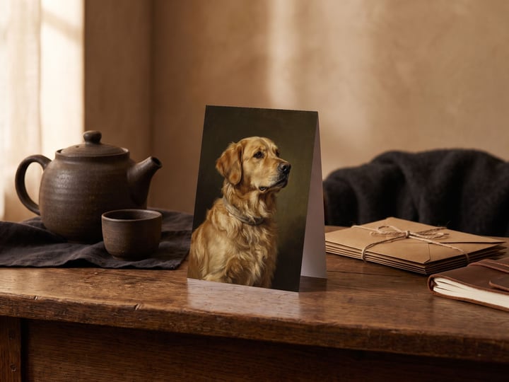 The "The Keepsake" card — beside a stoneware teapot