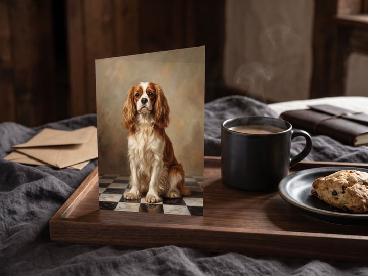 The "The Aristocrat" card — on a breakfast tray on the bed