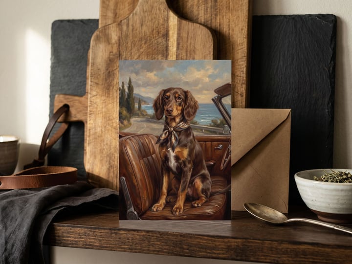 The "Riding Shotgun" card — beside cutting boards