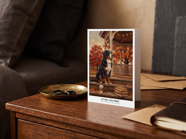 The "The Town Square" card — beside a jewellery tray
