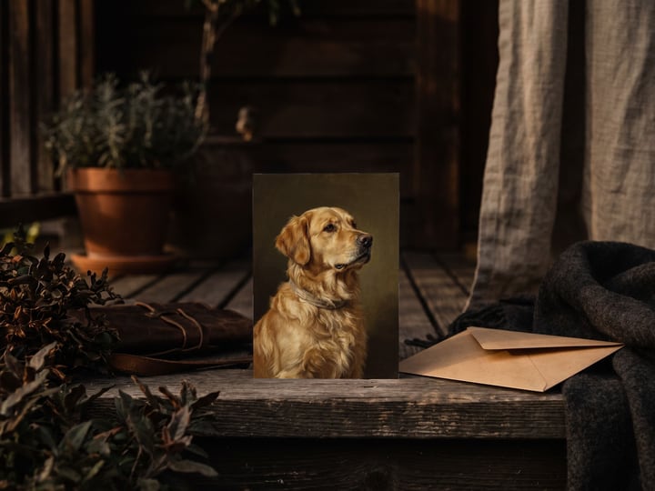 The "The Keepsake" card — on a shaded porch rail
