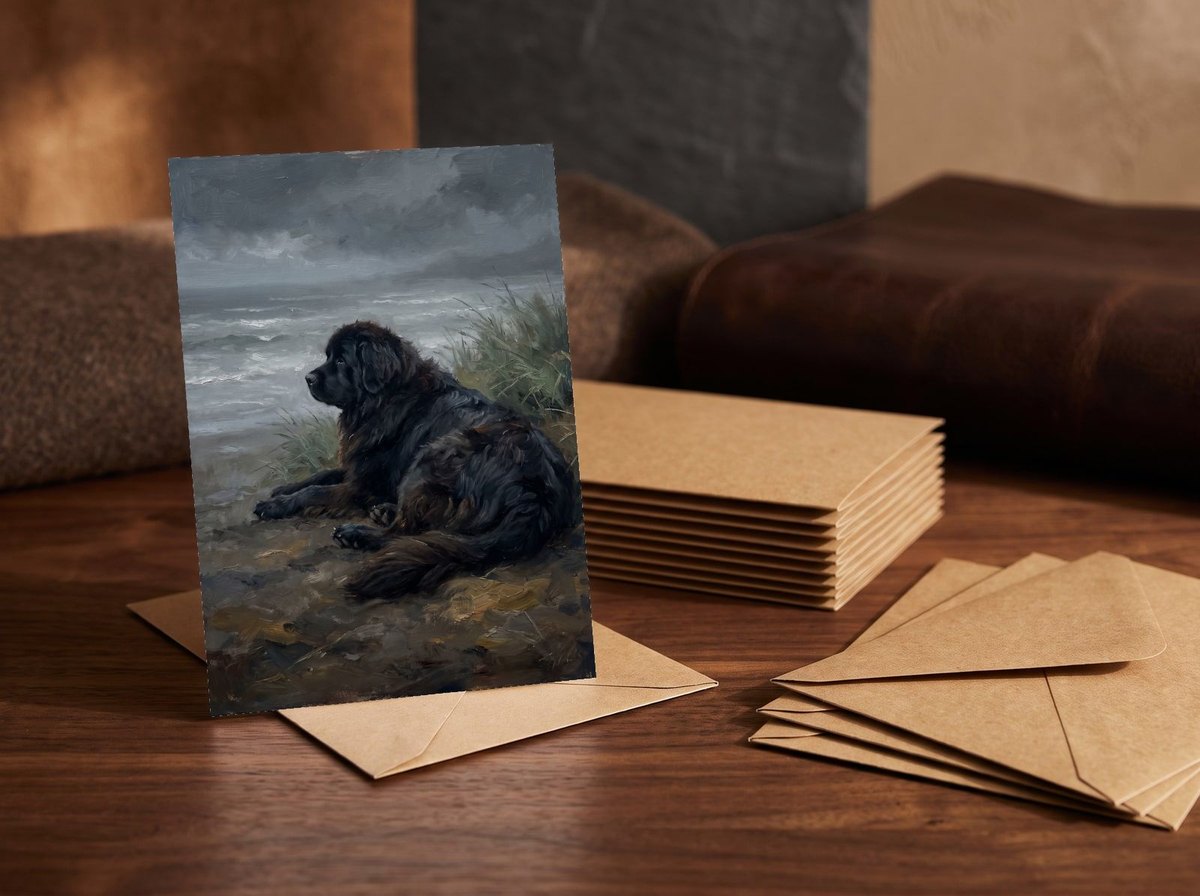 A card standing upright — in front of a stack of matching cards and fanned envelopes