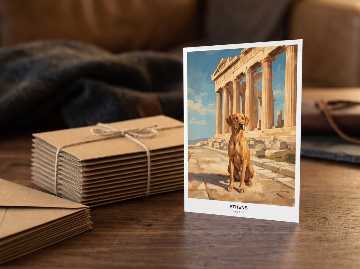 A card standing upright — beside a stack of ten matching cards