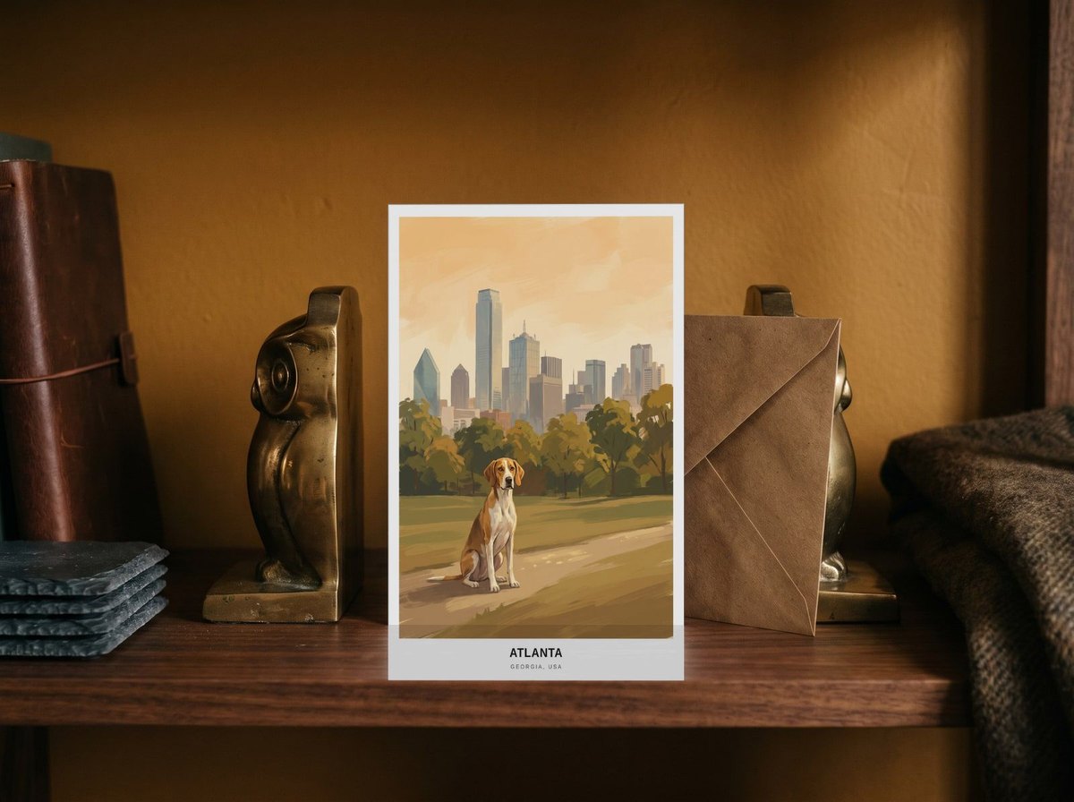 A card standing upright — between brass bookends with an envelope