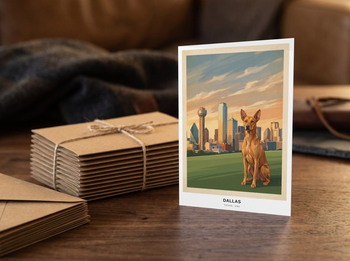 A card standing upright — beside a stack of ten matching cards