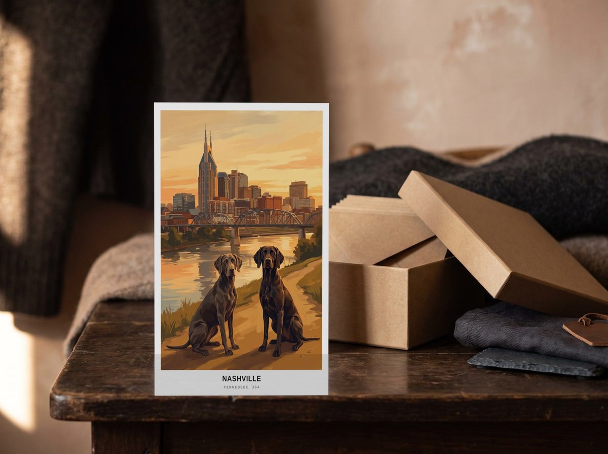 A card standing upright — in front of an open kraft box of envelopes